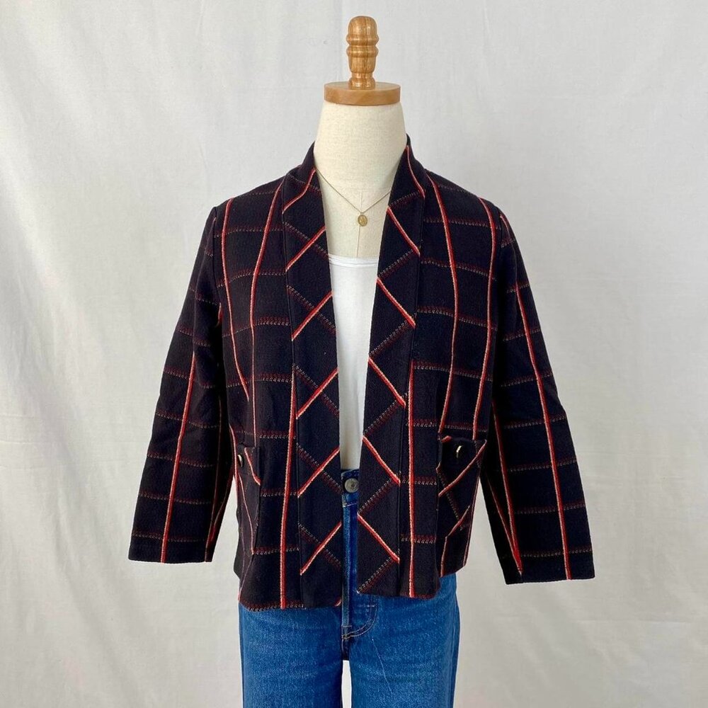 Lightweight Plaid Cotton Blazer